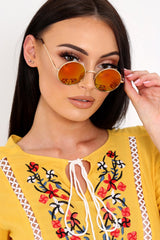 Pink And Gold 90's Round Sunglasses - Maryjane