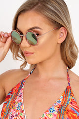Pink And Gold Round 90's Sunglasses - Fraya