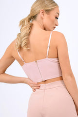 Pink Mesh Embroidered Cami Crop Top - Thalia