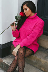 Pink Chunky Knit Jumper Dress - Maci
