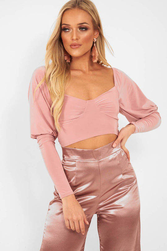 Pink Slinky Off Shoulder Crop Top - Danni