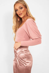 Pink Slinky Off Shoulder Crop Top - Danni