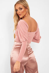 Pink Slinky Off Shoulder Crop Top - Danni