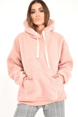Pink Borg Pocket Front Hoodie - Dezi