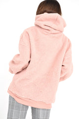 Pink Borg Pocket Front Hoodie - Dezi