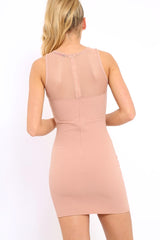Rose Mesh Panel Eyelet Detail Bodycon Dress - Lolita