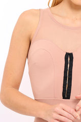 Rose Mesh Panel Eyelet Detail Bodycon Dress - Lolita