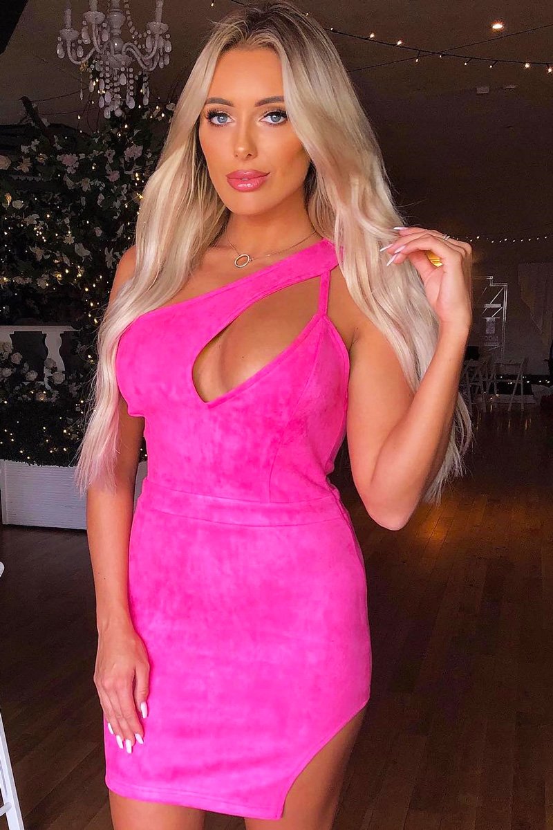 hot pink suede dress Suede Ties Dress in Hot Pink