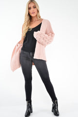 Pink Chunky Knit Oversized Cardigan - Eaden