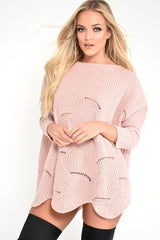 Pink Scallop Hem Knit Jumper - Elyssa