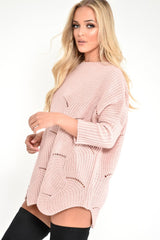 Pink Scallop Hem Knit Jumper - Elyssa