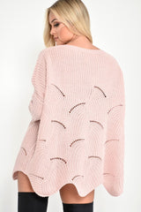 Pink Scallop Hem Knit Jumper - Elyssa