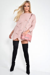 Pink Scallop Hem Knit Jumper - Elyssa