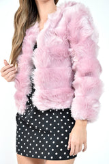 Pink Faux Fur Jacket - Estelle