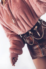 Pink Fluffy Long Sleeve Crop Jumper - Noura