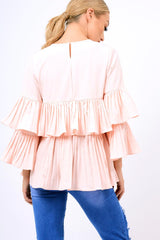 Pink Frill Bell Sleeve Blouse - Kalea