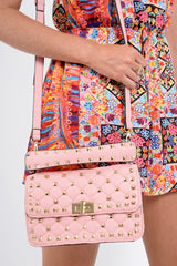 Pink Gold Studded Cross Body Bag - Giabella