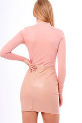 Pink High Neck Eyelet Detail Bodysuit - Maddison