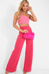 Pink One Shouldered Crop Top - Kamri
