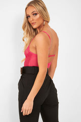 Pink Sheer Lace Bodysuit - Katia
