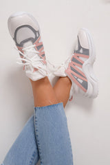 Pink Grey Detail Chunky Trainers - Kianny