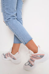 Pink Grey Detail Chunky Trainers - Kianny