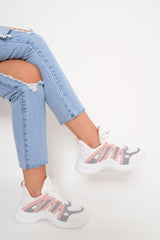 Pink Grey Detail Chunky Trainers - Kianny