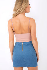 Pink Lace Up Crop Top - Cindi