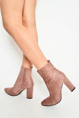 Pink Faux Suede Studded Ankle Boots - Laelynn
