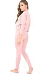Pink Fine Cable Knit Loungewear Set - Lizette