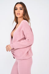 Pink Knot Front Knit Loungewear Set - Lorelei