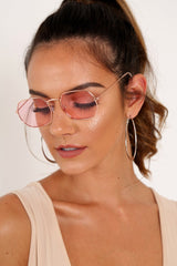 Pink Tinted Metal Frame Sunglasses - Maevis