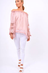 Rose Mesh Bardot Top - Keelie