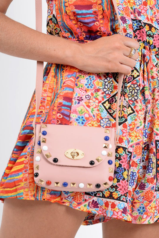 Pink Multi Embellished Cross Body Bag - Eeva