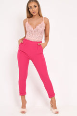 Pink Lace Plunge Bodysuit - Paola