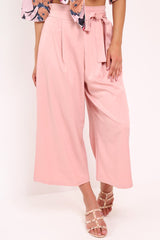 Pink Paper Bag Waist Culottes - Eris