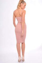 Rose Ribbed Plunge Bodycon Co-ord - Theodora
