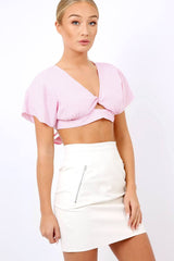 Pink Striped Bow Back crop Top - Jayme