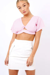 Pink Striped Bow Back crop Top - Jayme