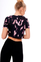 Pink Tie Dye Slogan Print Crop Top - Jaiden