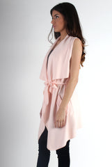 Francesca Pink Sleeveless Waterfall Jacket