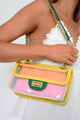 Pink Yellow And Green Clear Handbag - Carlin