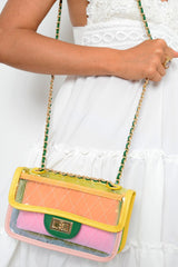 Pink Yellow And Green Clear Handbag - Carlin