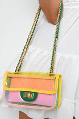 Pink Yellow And Green Clear Handbag - Carlin