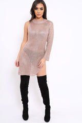 Rose Gold Metallic One Armed Dress - Marielle
