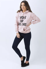 Pink 'I Woke Up Like This' Slogan Hoodie - Bey