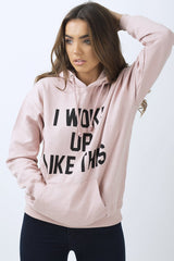 Pink 'I Woke Up Like This' Slogan Hoodie - Bey