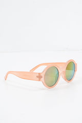 Pink Iridescent Lens Round Frame Sunglasses - Teia