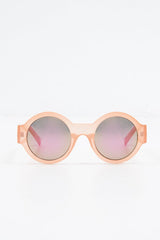 Pink Iridescent Lens Round Frame Sunglasses - Teia