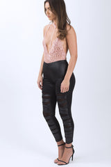 Pink Lace Choker Bodysuit- Holly